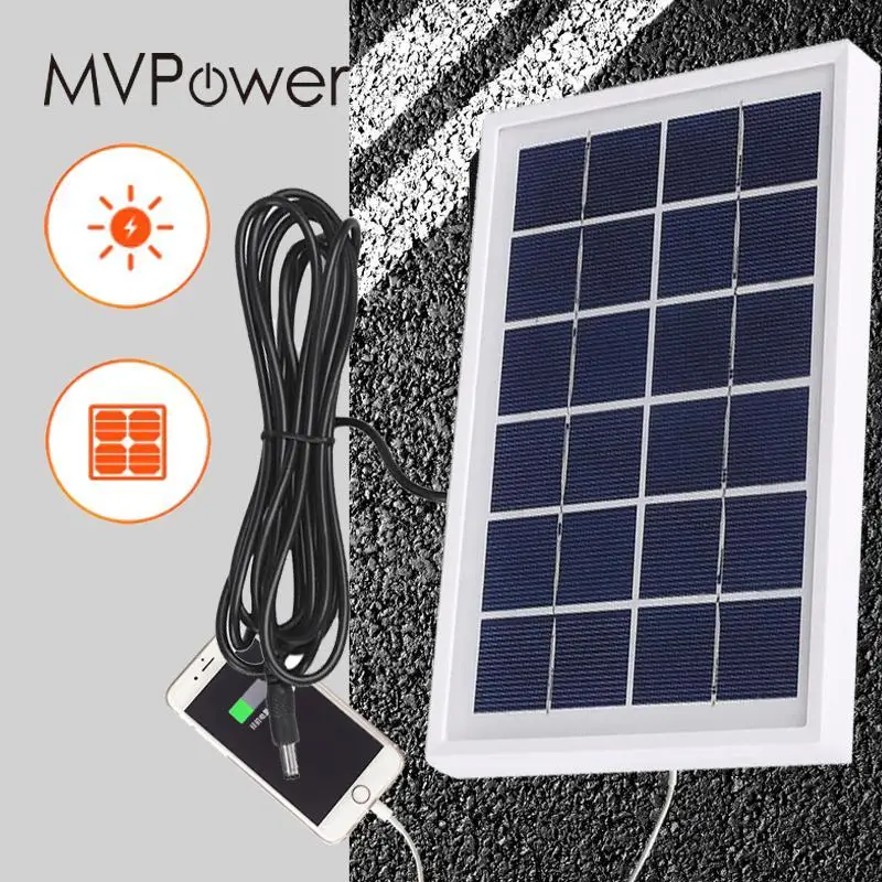 

MVpower 3W 6V Polycrystalline Solar Panel Cell DC5521 Cable For 3.7V Battery Outdoor Travelling Powerbank New Power Supply Board