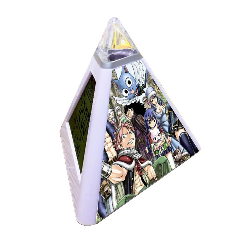 

FAIRY TAIL LED Digital Alarm clock 2019 Cartoon Luminous Color Flash pyramid led clocks Triangulo clock Watch reloj despertador