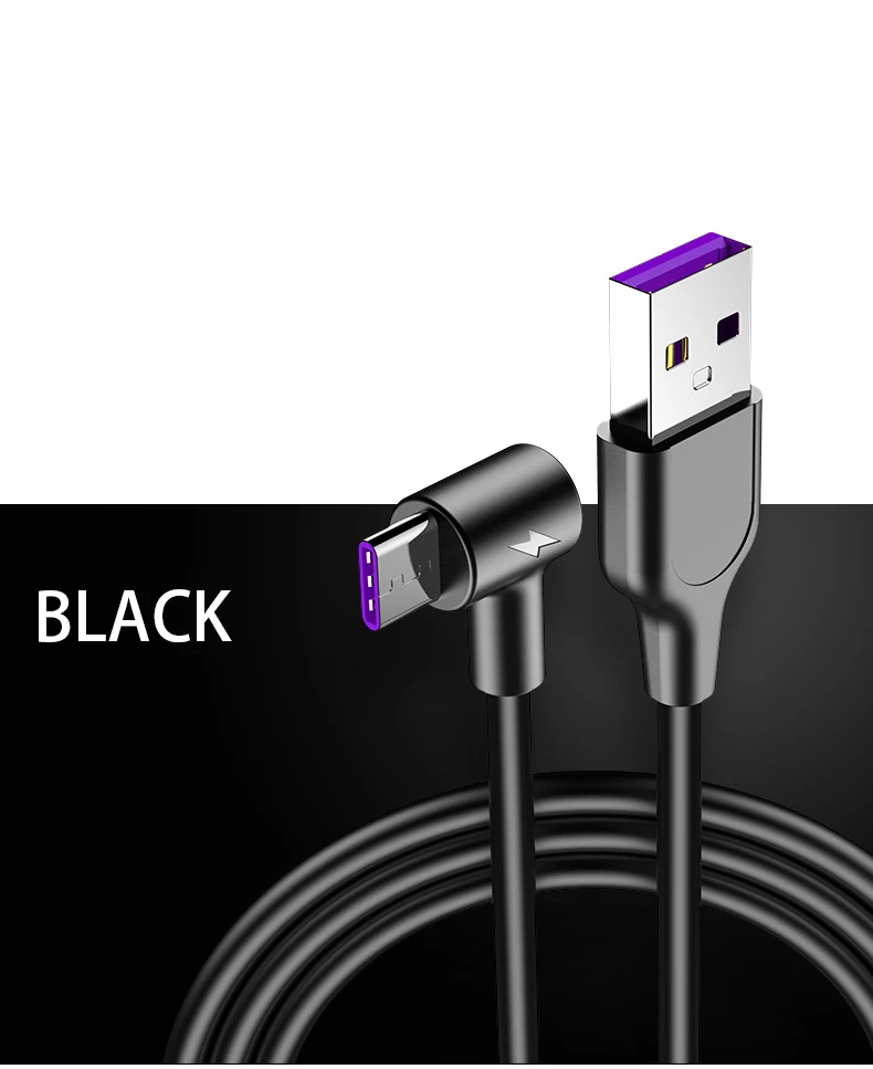 L Тип usb Тип-c кабель 1/2/3 м 5A Быстрый зарядный кабель 90 градусов usb c данных провод кабель для huawei p30 xiaomi телефон