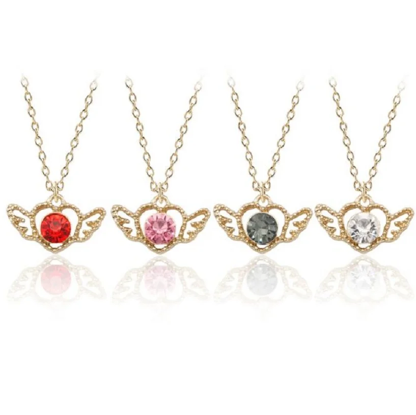 

Exquisite hollow love wings necklace Simple and cute heart-shaped cartoon mini golden angel wings necklace penda