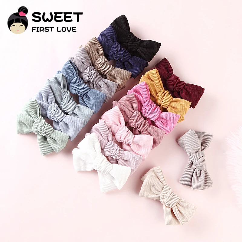 

17pcs/lot Solid Corduroy Bow Hair Clips For Girls Lovely Bowknot Hair Accessories Solid Headwear Kids Hairpins