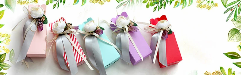 20 шт./лот Свадебная романтическая коробка для конфет цветок картонная подарочная коробка с красочным шелком шикарные свадебные подарки и вечерние мероприятия