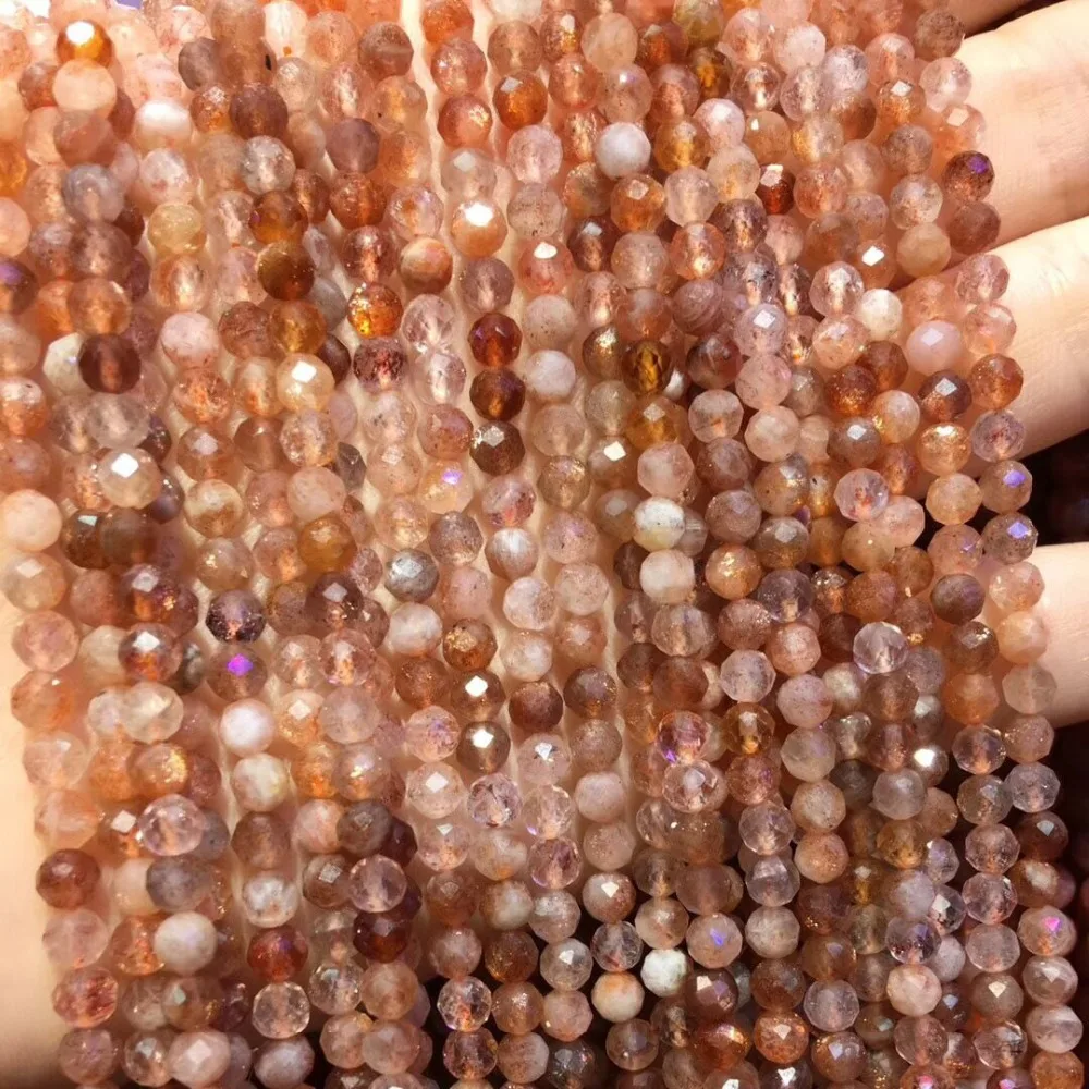 

Small Beads Natural Stone Beads Golden Sun Stone 2 mm Section Loose Beads for Jewelry Making Necklace DIY Bracelet