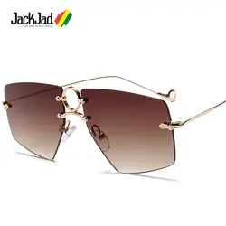 Jackjad тенденции моды без оправы Стиль градиент Солнцезащитные очки для женщин Для мужчин прохладный металл Форма бренд Дизайн Защита от