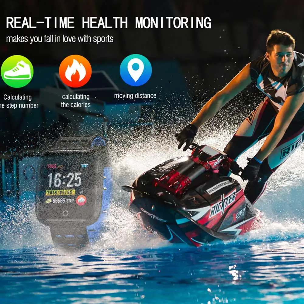 Bluetooth RH95 Смарт часы P68 180mA Шагомер фитнес браслет трекер монитор сердечного ритма