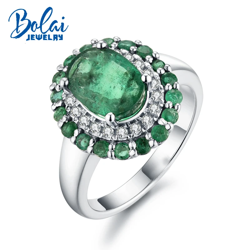 Bolaijewelry,14K white gold ring with natural emerald gemstone ,simple and fashion Ring for girls with gift box,as best gift Bolaijewelry,14K white gold ring with natural emerald gemstone ,simple and fashion Ring for girls with gift box,as best gift
