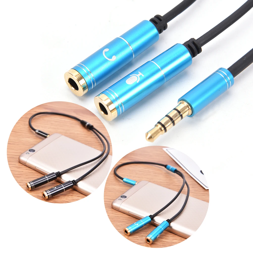 

3.5mm Y Splitter Cable 1 Male to 2 Female Jack Headphone+Mic Audio Aux Extension Adapter Cable Cord for Computer PC Microphone