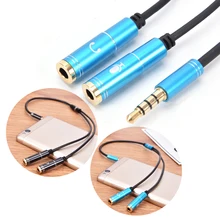 3.5mm Y Splitter Cable 1 Male to 2 Female Jack Headphone+Mic Audio Aux Extension Adapter Cable Cord for Computer PC Microphone