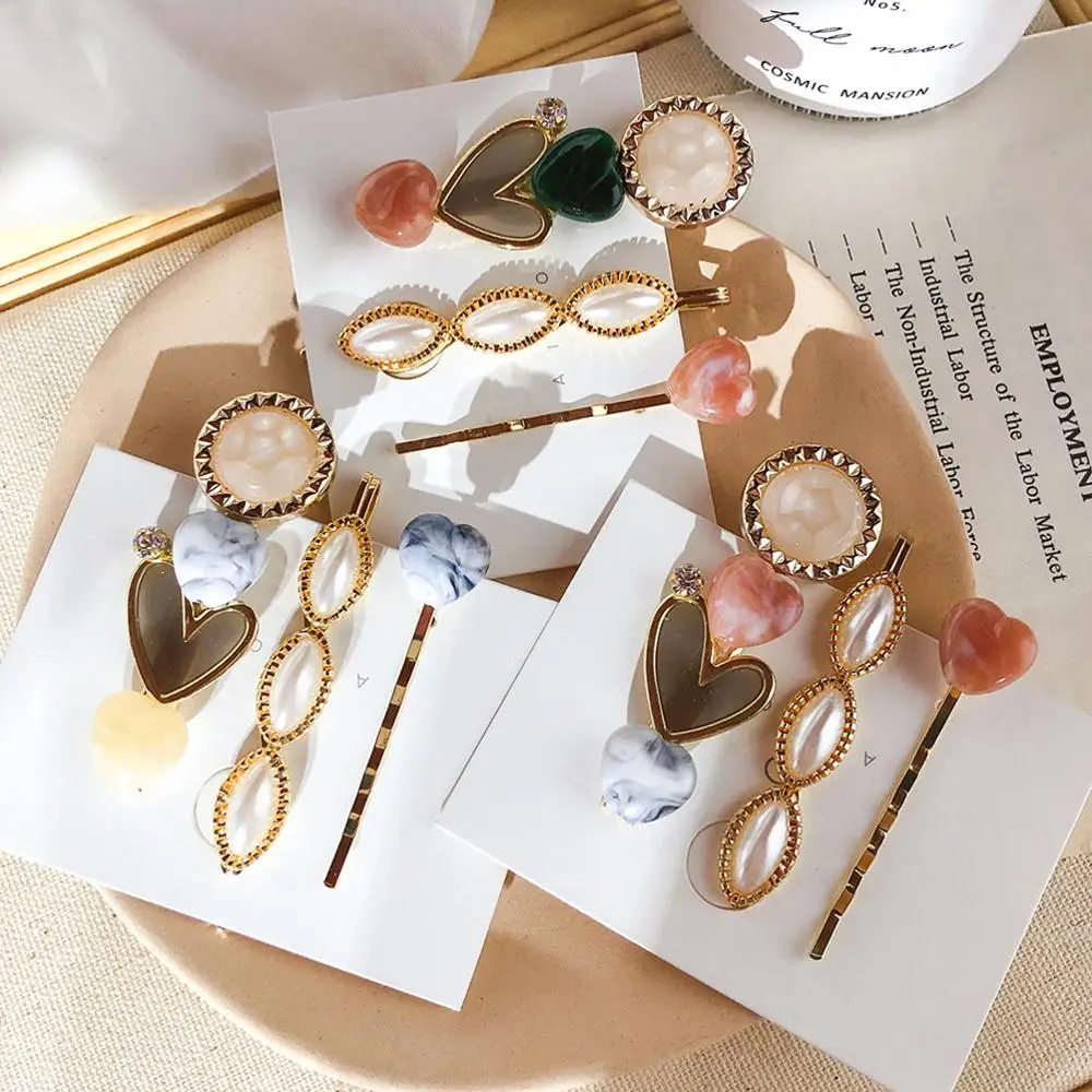 

M MISM New Fashion Korean Women Acrylic Hairpins Love Heart Hair Clips Gifts Decoration Girls Hair Accessories Hairgrip