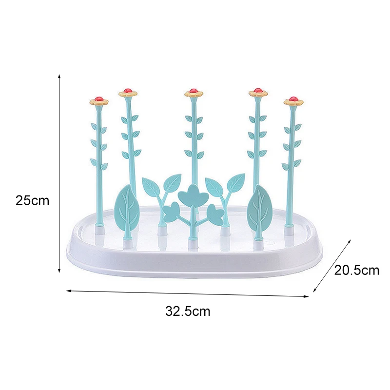 Детский цветок дерево бутылка сушильная стойка с крышками съемный Кормление безопасности держатель для пластиковой бутылки сушки чистой соски полка