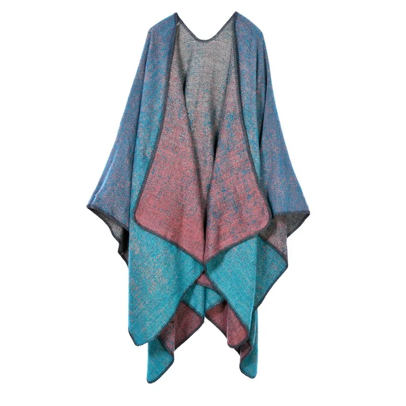 Новая шаль Модное пончо вязаный шарф с кисточкой клетчатый треугольный кардиган для женщин invierno mujer Пончо Накидки Роскошные - Цвет: Mud blue