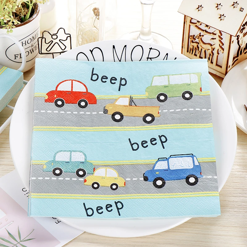 

Decoupage wedding servilletas napkins paper cute blue tissue car kids birthday party beautiful handkerchief decor towel 20 3-pl