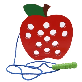 

Candywood Baby Kids Early Learning & Educational Wooden Threading Toy Worm Eat Apple Maze Toy Wooden Puzzle Toys For Childen