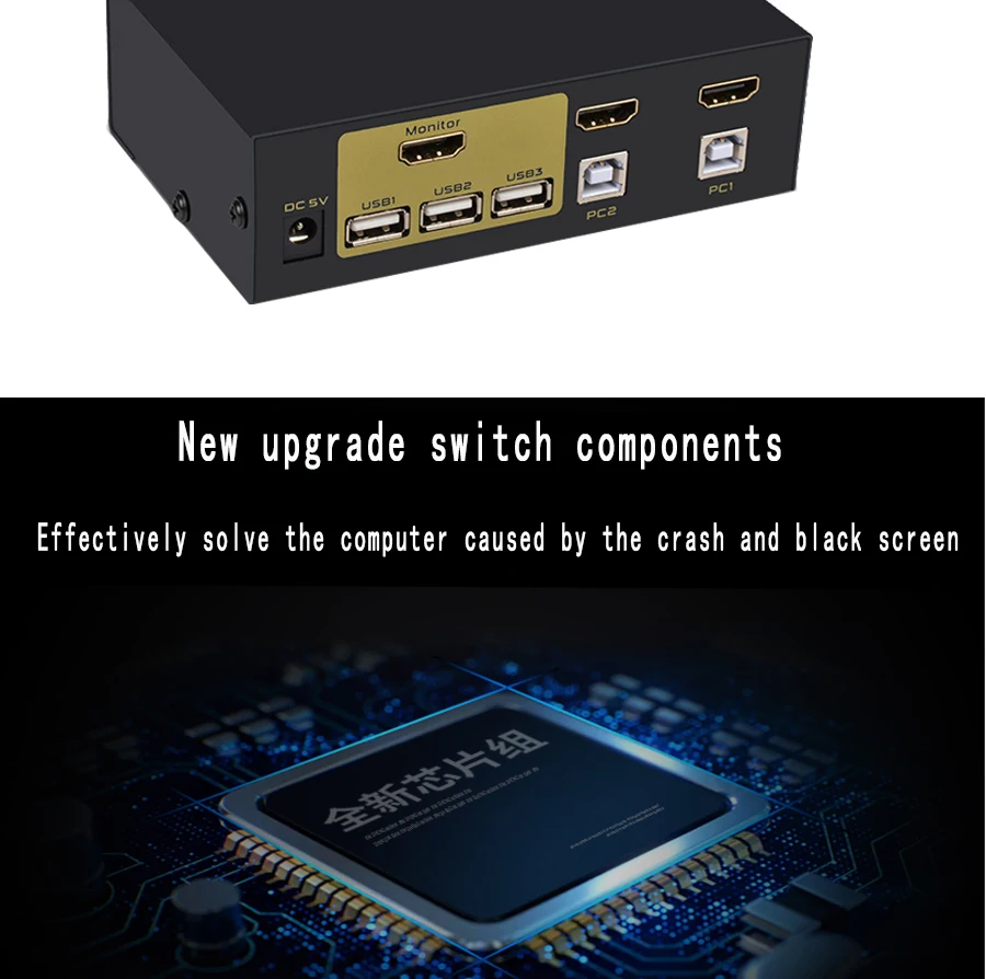 HDMI переключатель kvm переключатель 2 Porte PC монитор Tastiera Мышь Переключатель Поддержка Hotkey мышь kansione Automatica di Commutazion
