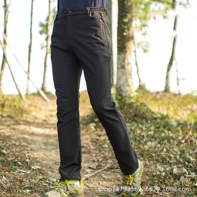 Pantalones de senderismo al aire libre de invierno Thicken termal Softshell pantalones hombres mujeres Trekking montañismo pantalones a prueba de viento para esquí Camping