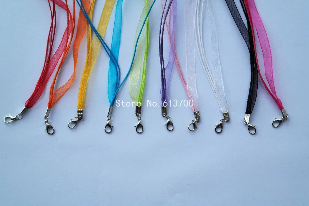 500 Pcs Mix Silk Organza Voile Ribbon Necklace Cords Waxed Necklace Cord With Lobster Clasps