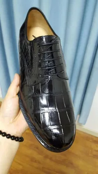 شراء100% حقيقية الحقيقي حقيقية Crocodil الجلد بطن الرجال الأعمال الأحذية الفاخرة جودة الرجال الرسمية اللباس حذاء الصلبة قاعدة أسود الألوان