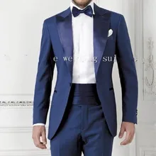 2 кнопки Темно-Синий Пром Костюмы для жениха смокинги Жених Костюм(куртка+ брюки+ жилет) мужской костюм casamento