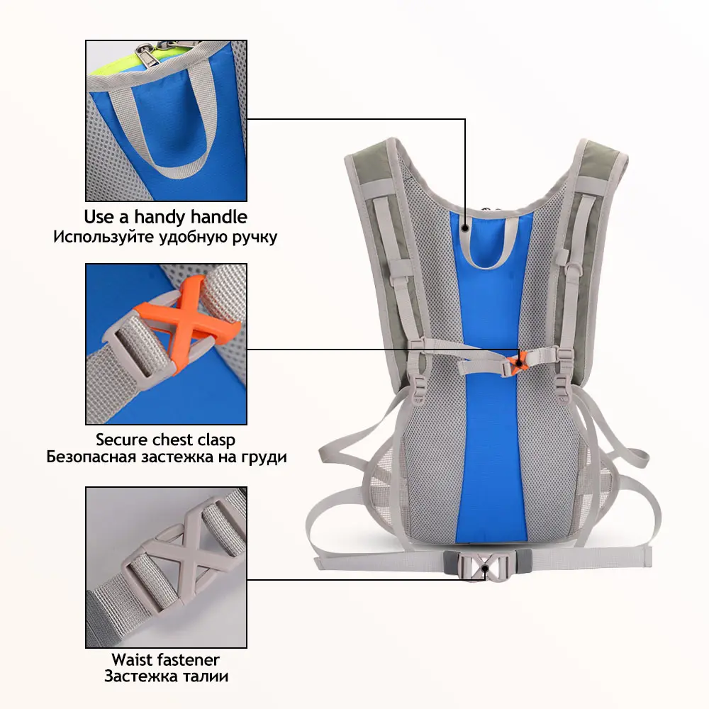 8L Nylon Vest Running Backpack Sports Hydration Cycling Marathon Trail Running Men Women Bag Waterproof Run Fitness Accessories