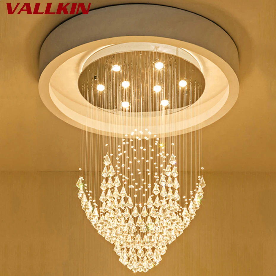 Modern Large Crystal Pendant Light LED Lighting for Hotel Hallway