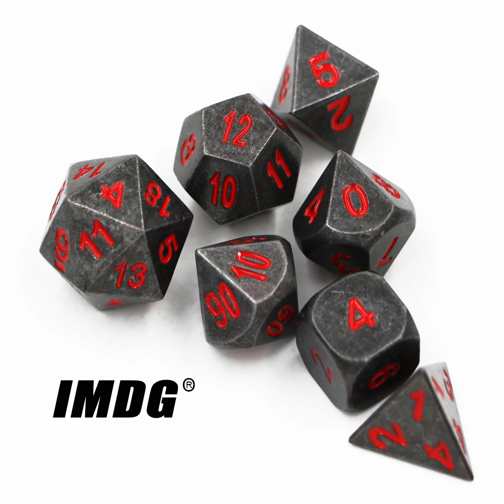 IMDG 7 шт./компл. креативные RPG игровые кубики многогранные металлические DND с