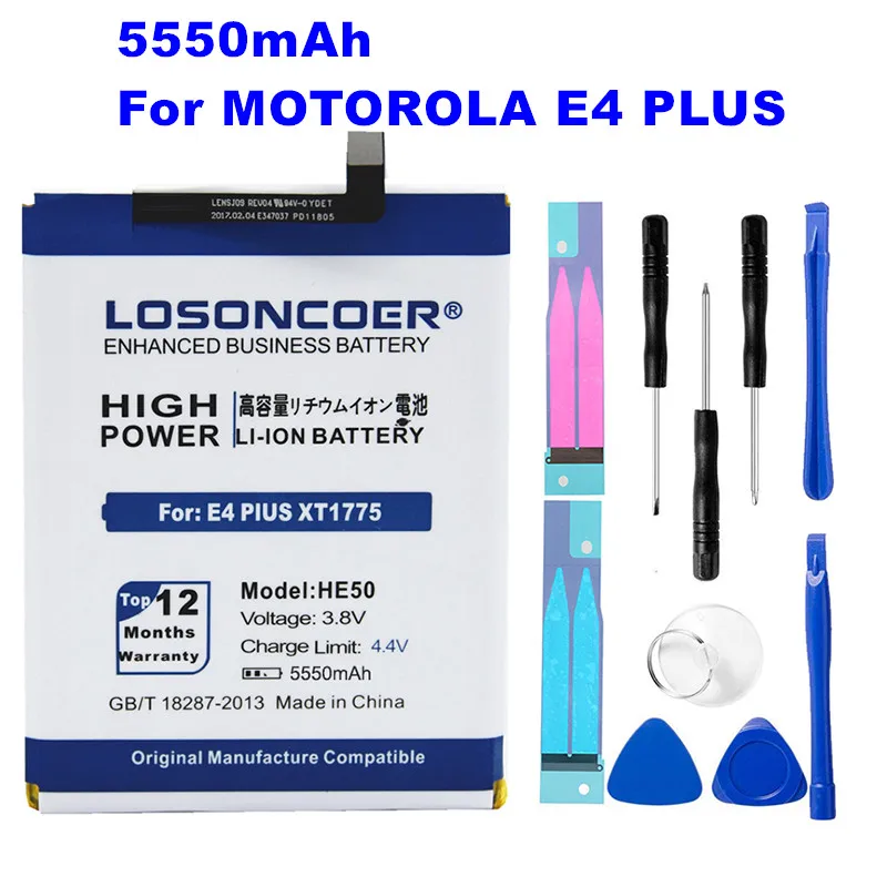 

LOSONCOER 5500mAh HE50 Battery For Motorola Moto E4 Plus XT1775 XT1770 XT1771 Battery