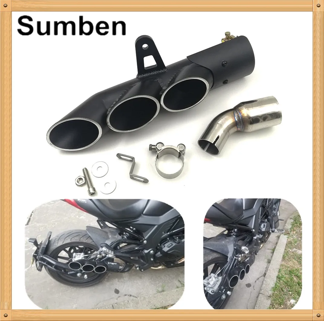 

Triple Exhaust Vent 3 Holes Rear Exhaust Pipe w/ Connector for Benelli 502C