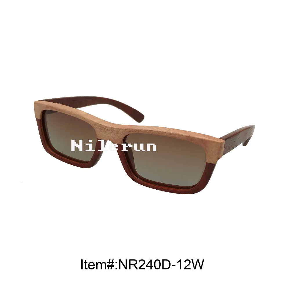 

high quality rectangle two tone combined solid wood sunglasses