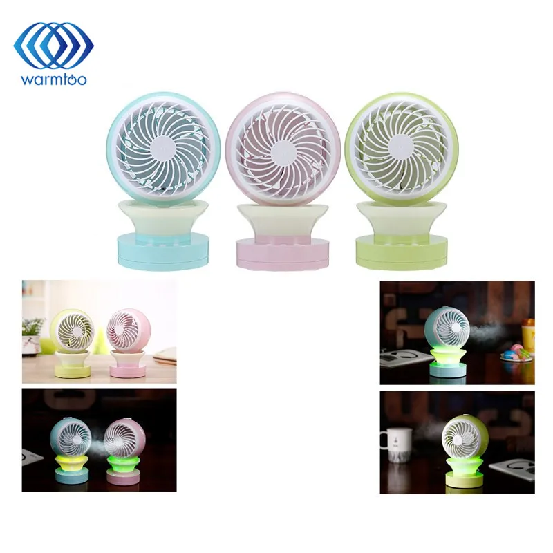 

Mini Air Conditional Fan Support Humidifier With Colorful Night Light USB Rechargeable Water Mist Fan Portable for Home Office