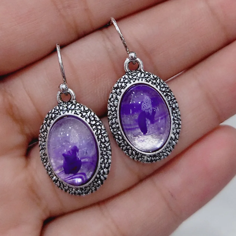 

Tisonliz Vintage Silver Purple Crystal Dangle Earrings For Women Ladies Drop Earrings Bride Wedding Retro Jewelry Brincos brinco