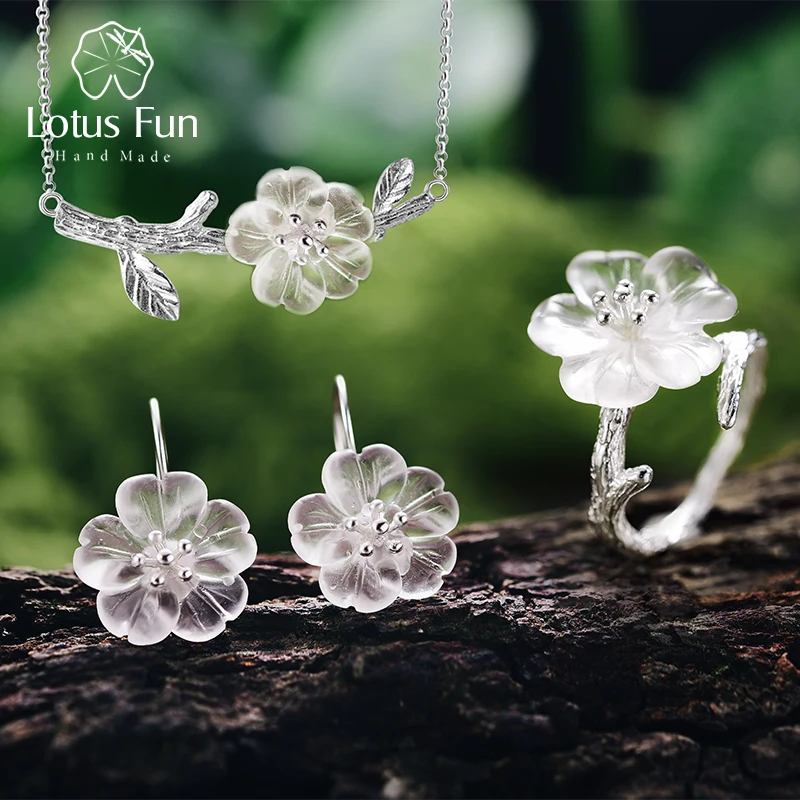 Lotus Fun реальные 925 серебро ручной работы Ювелирные украшения цветок в дождь