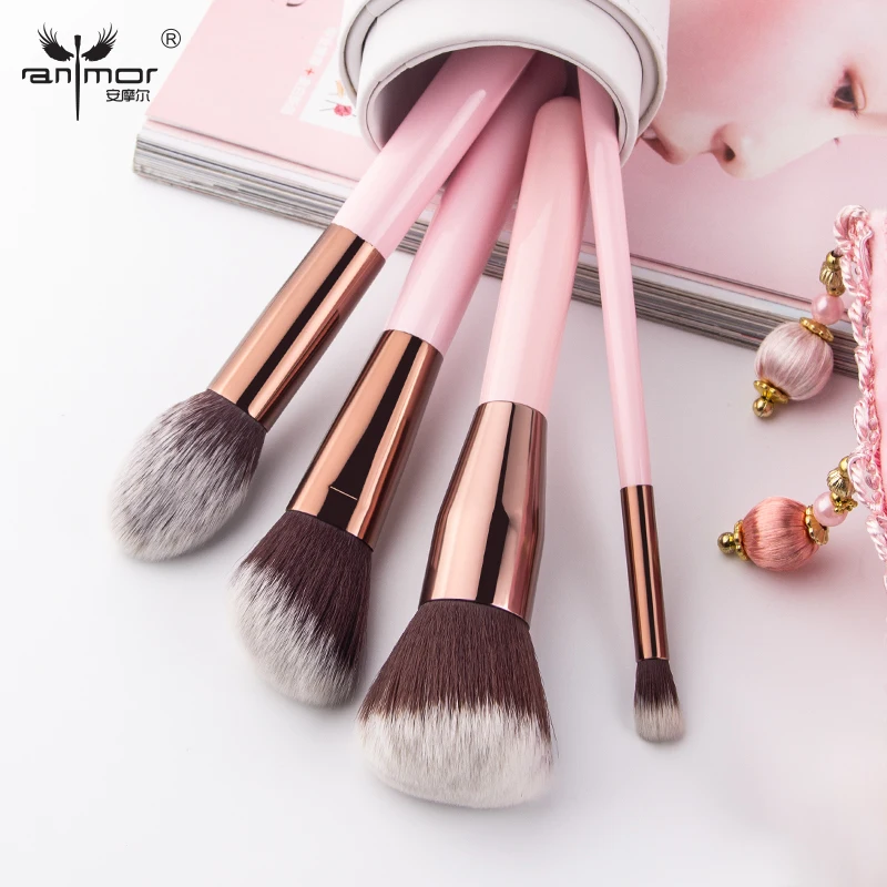 

Anmor New Sakura Make Up Brushes Set 4PCS Essential Foundation Powder Brushes Kit Synthetic Hair Blush Brush pinceaux maquillage