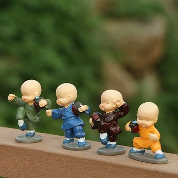 

4pcs/Set Resin Young Monk Figure Kung Fu Toy Doll Creative Home Decorations Kid Children Creative Crafts Ornaments Gift