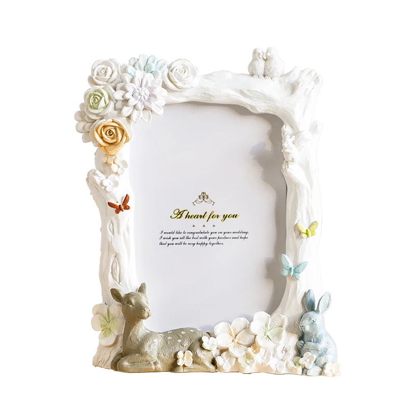 

Handmade Resin 5Inch Cartoon Rabbit Deer Kid Photo Frame Picture Holder Home Decoration Children's Cute Gift