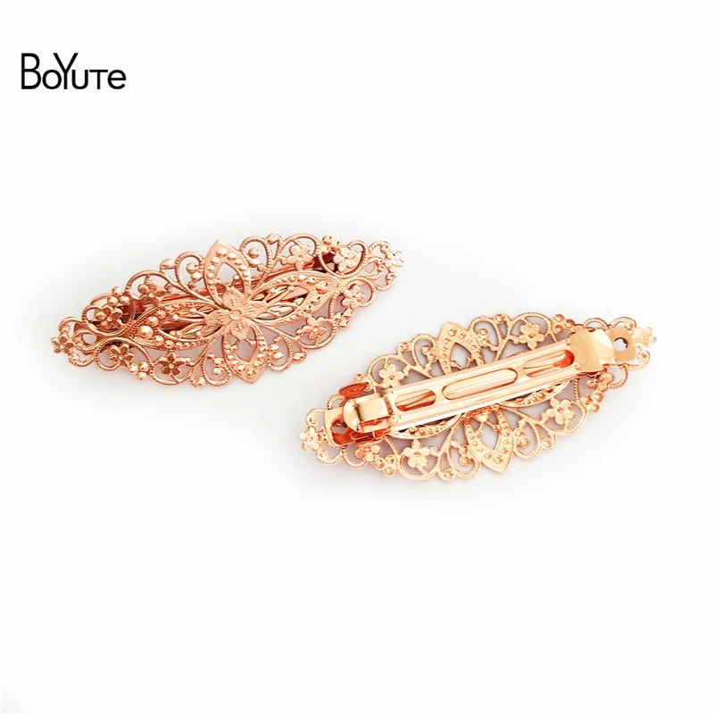 

BoYuTe 5 Pieces 35*80MM Filigree Flower Hairpin Wholesale 7 Colors Plated Women Hair Clip