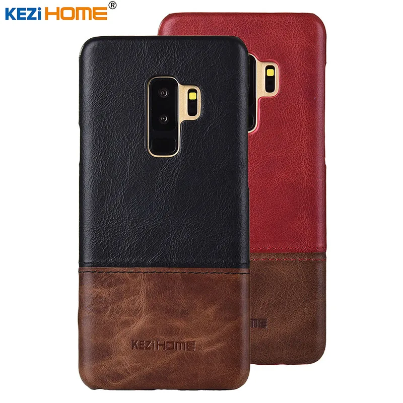

Case for Samsung Galaxy S9 Plus KEZiHOME Luxury Hit Color Genuine Leather Hard Back Cover For Samsung S9 Plus 6.2'' Phone cases
