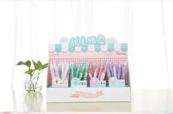 

korea sweet saurage gel ink pen cartoon stationery prize kawaii stydent pen office writing pen black neutral pen 48pc/lot