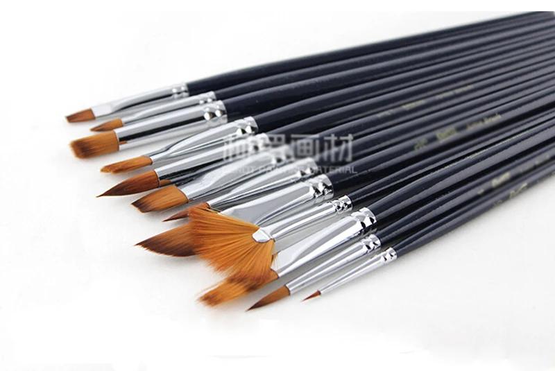 Pincéis de Pintura Alça de Madeira para Artista Facial Profissional Náilon Cabelo Pincel Conjunto Rosto Pintura Corpo Maquiagem Arte Suprimentos 12 Pçs 7 Cheap Aplicador de sombra