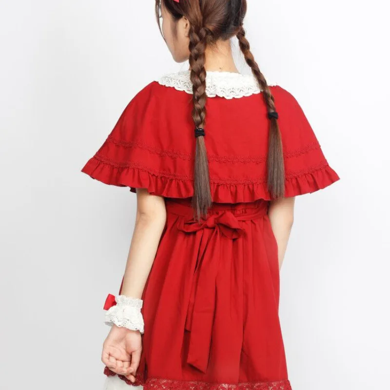 Free New Real Shipping 2019 Pre-sale 】 Little Red Riding Hood Lovely Cape Cardigan + Lace Dress Bow Hair With Hoop Hand Sleeves Free New Real Shipping 2019 Pre-sale 】 Little Red Riding Hood Lovely Cape Cardigan + Lace Dress Bow Hair With Hoop Hand Sleeves