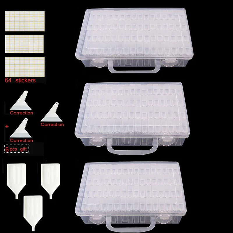 128/64 решетки регулируемые инструменты для вышивки картин со стразами пластиковый ящик для хранения диамонт ящик для хранения для алмазной вышивки ремесло бисера