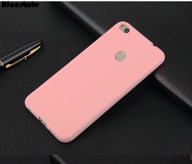 Huawei P8 Lite P9 lite матовый мягкий чехол для huawei Honor 8 lite сплошной цвет и Прозрачная мягкая задняя крышка - Цвет: Розовый
