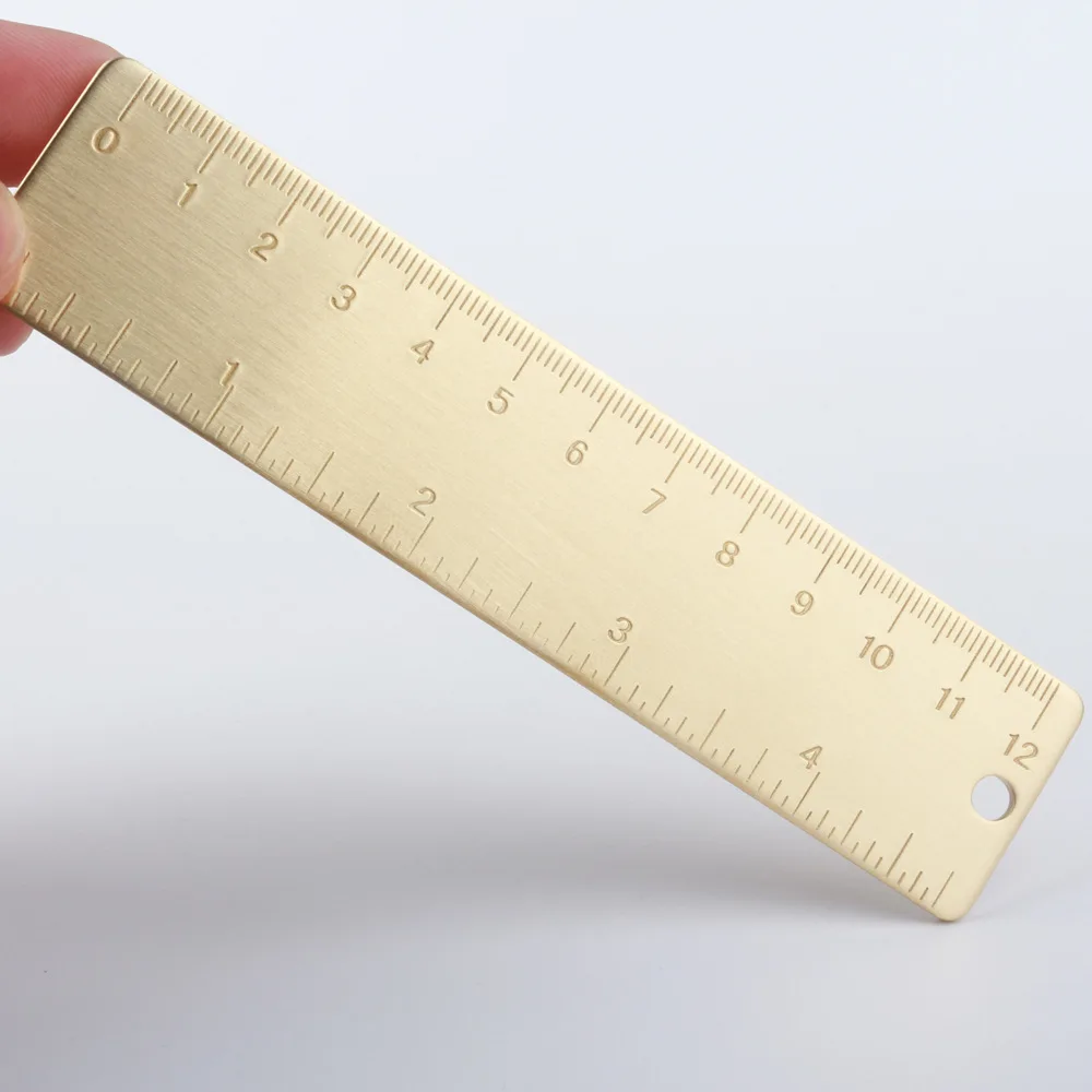 Thickened copper brace double scale bookmarks straight ruler brass painting drawing EDC tools | Спорт и развлечения