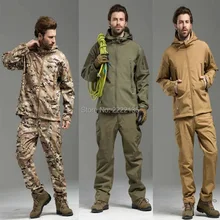 Открытый тактический Охота куртка+ Мотобрюки TAD мужские мягкие В виде ракушки камуфляжная куртка+ Брюки для девочек Армия Спорт Водонепроницаемый одежда Пеший Туризм Шестерни
