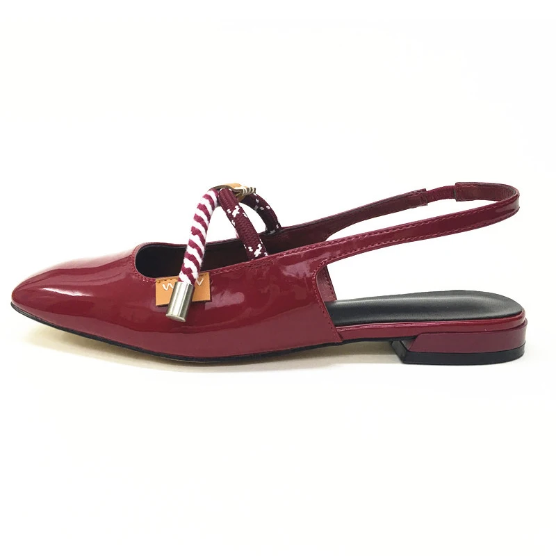 

2019 Spring Square Toe Black Red Women Mules Slippers Flats Loafers Casual Shoes