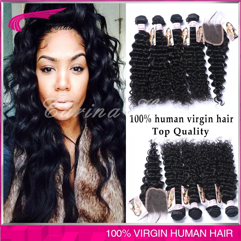 

7A Brazilian Curly Virgin Hair With Closure Top Brazilian Virgin Hair With Closure Deep Curly Human Hair 4 Bundles With Closure