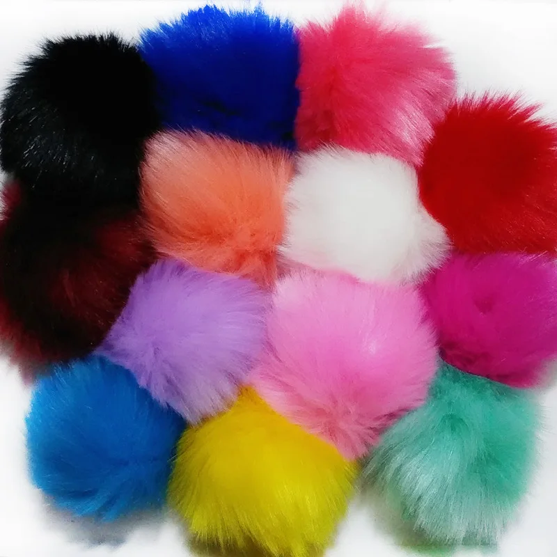 

6cm Golden Keychain Fake Rabbit Fox Fur Brand Bag Keychain Pom pon Car Keyring Fake Fur Brand Charms Pompom Key rings