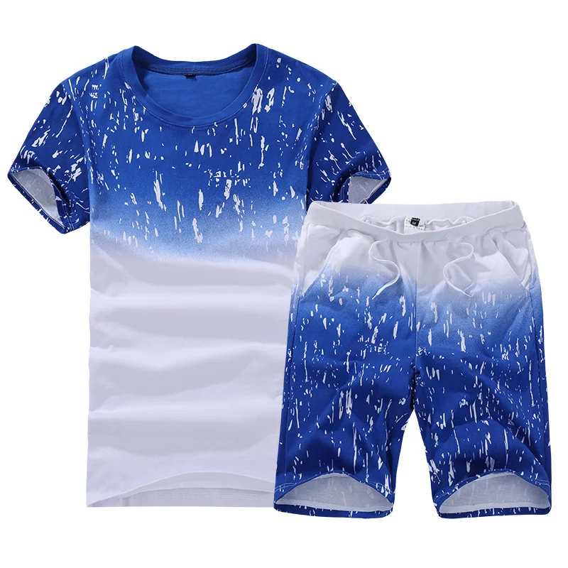 

Summer Shorts Set Man Fashion Male Clothes Casual Tracksuit Brand Two Pieces T Shirt Sweatpant Track Suit 2019 New Plus Size 3XL