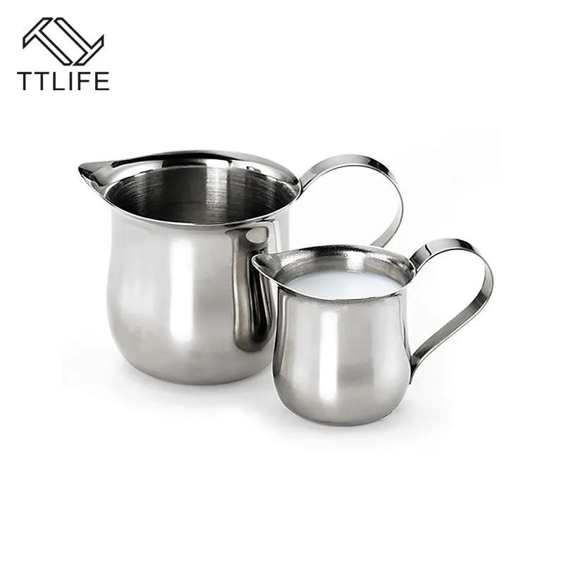 

TTLIFE Stainless Steel Coffee Milk Cup Frothing Pitcher 2/3/5/7 Oz Barista Craft Milk Frothers Latte Art Pull Flower Cup