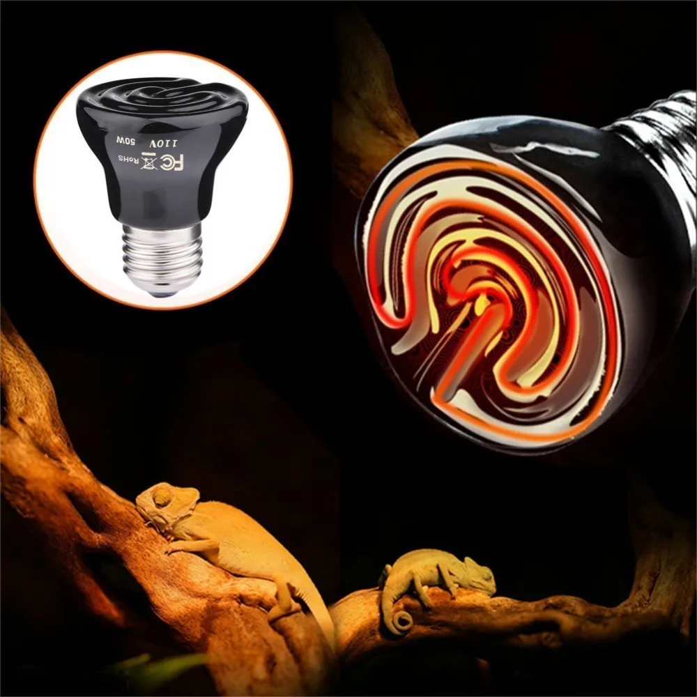 

110V Pet Heating lamp Black Infrared Ceramic Emitter Heat Light Bulb Pet Brooder Chickens Reptile lighting Lamp 25W 50W 75W 100W