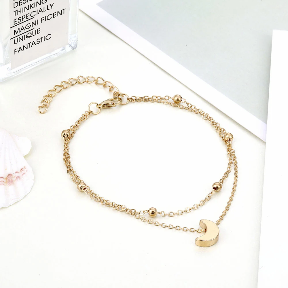 Simple Moon Anklet Female Anklets Barefoot Sandals Foot Jewelry New Fashion Anklets On Foot Ankle Bracelets For Women Leg Chain
